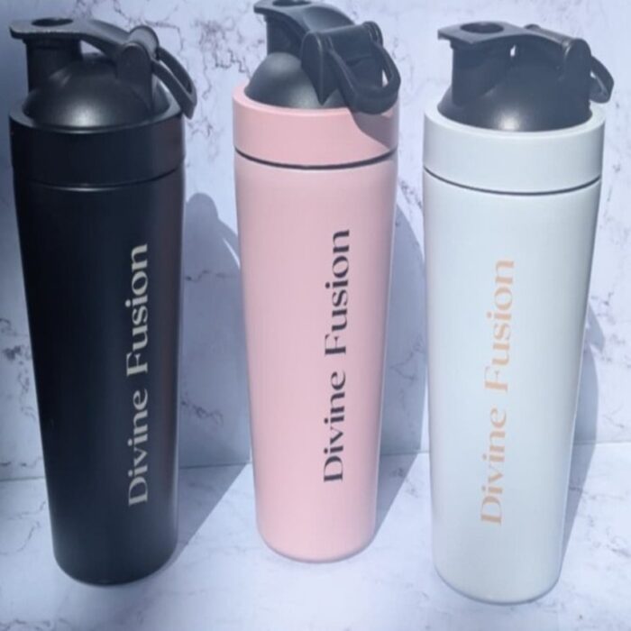 Divine Fusion Stainless Steel Shaker Bottle – Your Protein Wellness Companion - Image 1